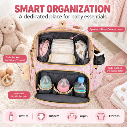 🎒 Diaper Bag Backpack with Changing Mat & Insulated Pockets 🍼