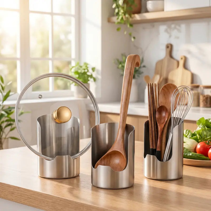 🍳 Stainless Steel Cutlery and Pot Lid Organizer