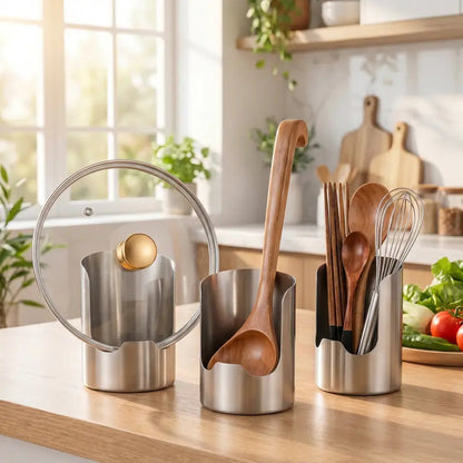 🍳 Stainless Steel Cutlery and Pot Lid Organizer