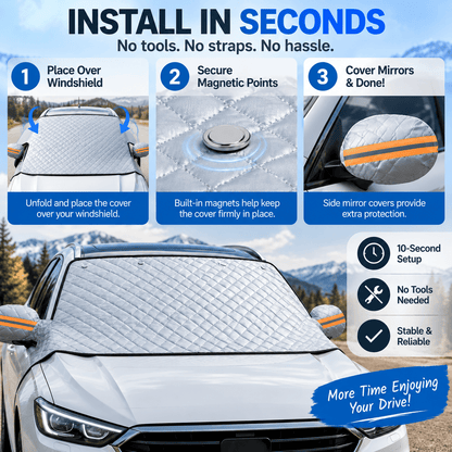🚗 Magnetic Windshield Cover – All-Season Sun, Snow & Frost Protector for Cars, SUVs & Trucks