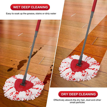 ✨ 3-Pack Spin Mop Head Replacements with Scrub Pads – Washable Microfiber Refills for Deep Cleaning
