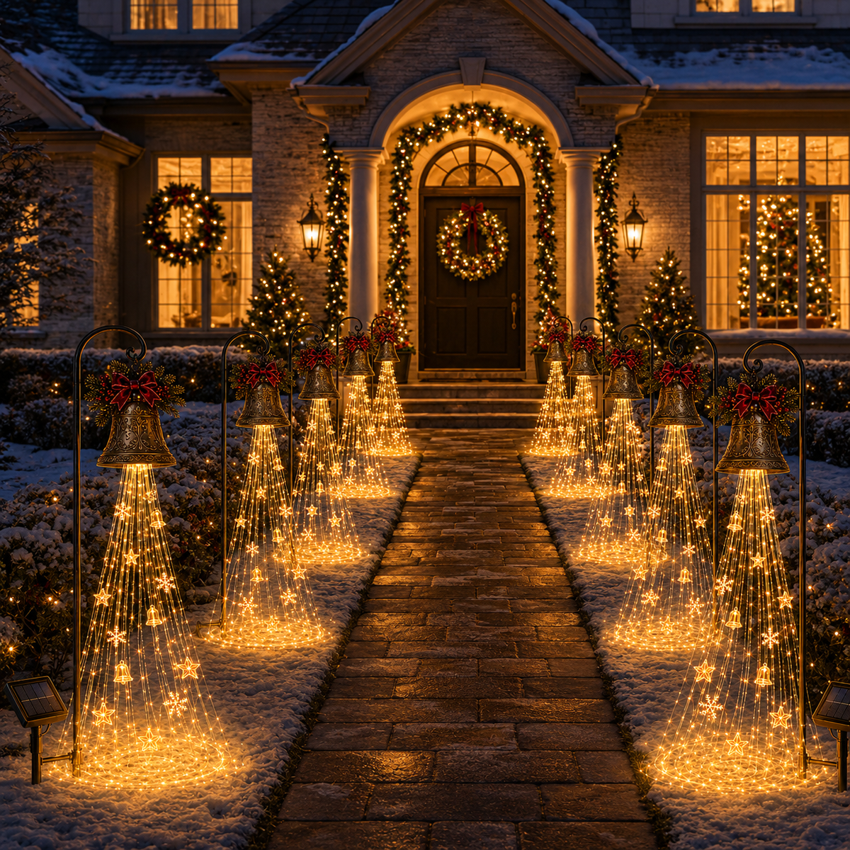 🔔 Solar Christmas Bell Cascade Yard Light with Warm LEDs ✨