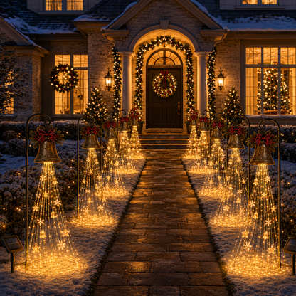 🔔 Solar Christmas Bell Cascade Yard Light with Warm LEDs ✨