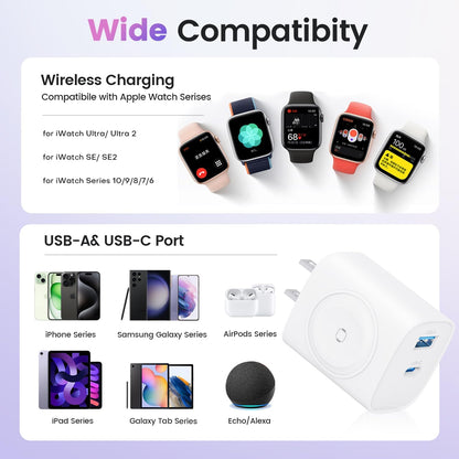 ⚡ 3-in-1 GaN Charging Block | Apple Watch Magnetic Charger + USB-C PD
