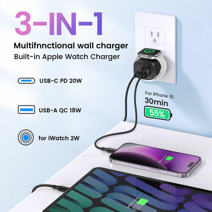 ⚡ 3-in-1 GaN Charging Block | Apple Watch Magnetic Charger + USB-C PD