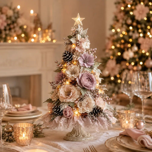 🎄Blush Bloom Pre-Lit Tree – Bring a Little Romance to Christmas