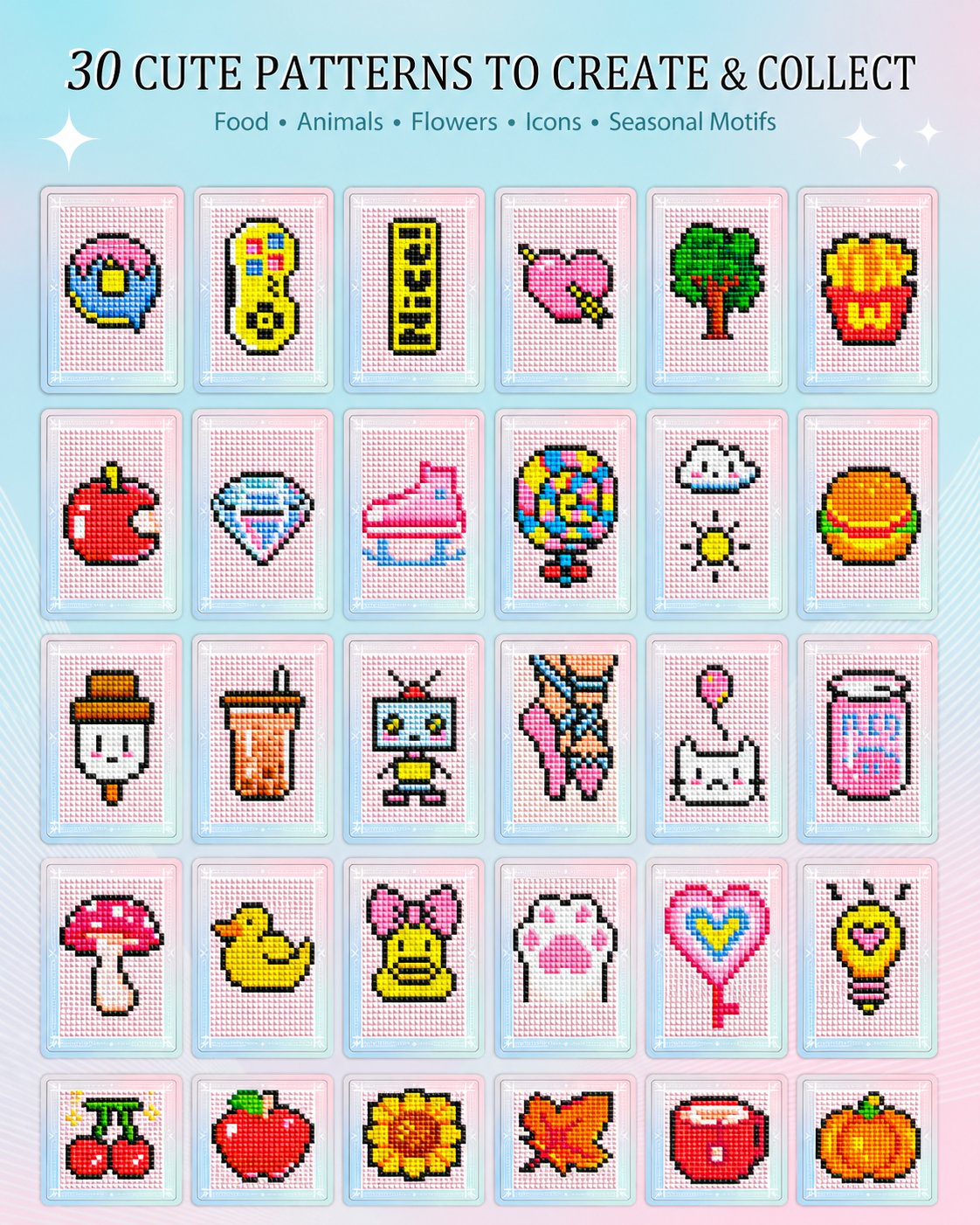 💎 Freestyle Mini Diamond Art Cards – 30PCS Cute Pixel DIY Craft Collection ✨