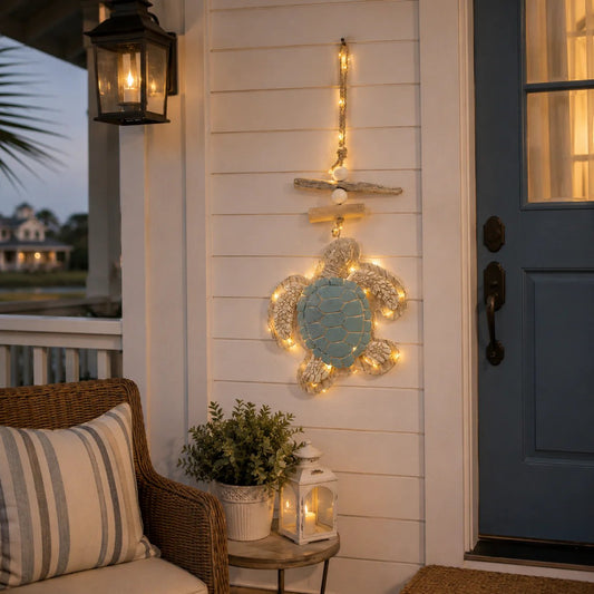 🐢✨ Glowing Sea Turtle Wall Art – Coastal Ocean Decor