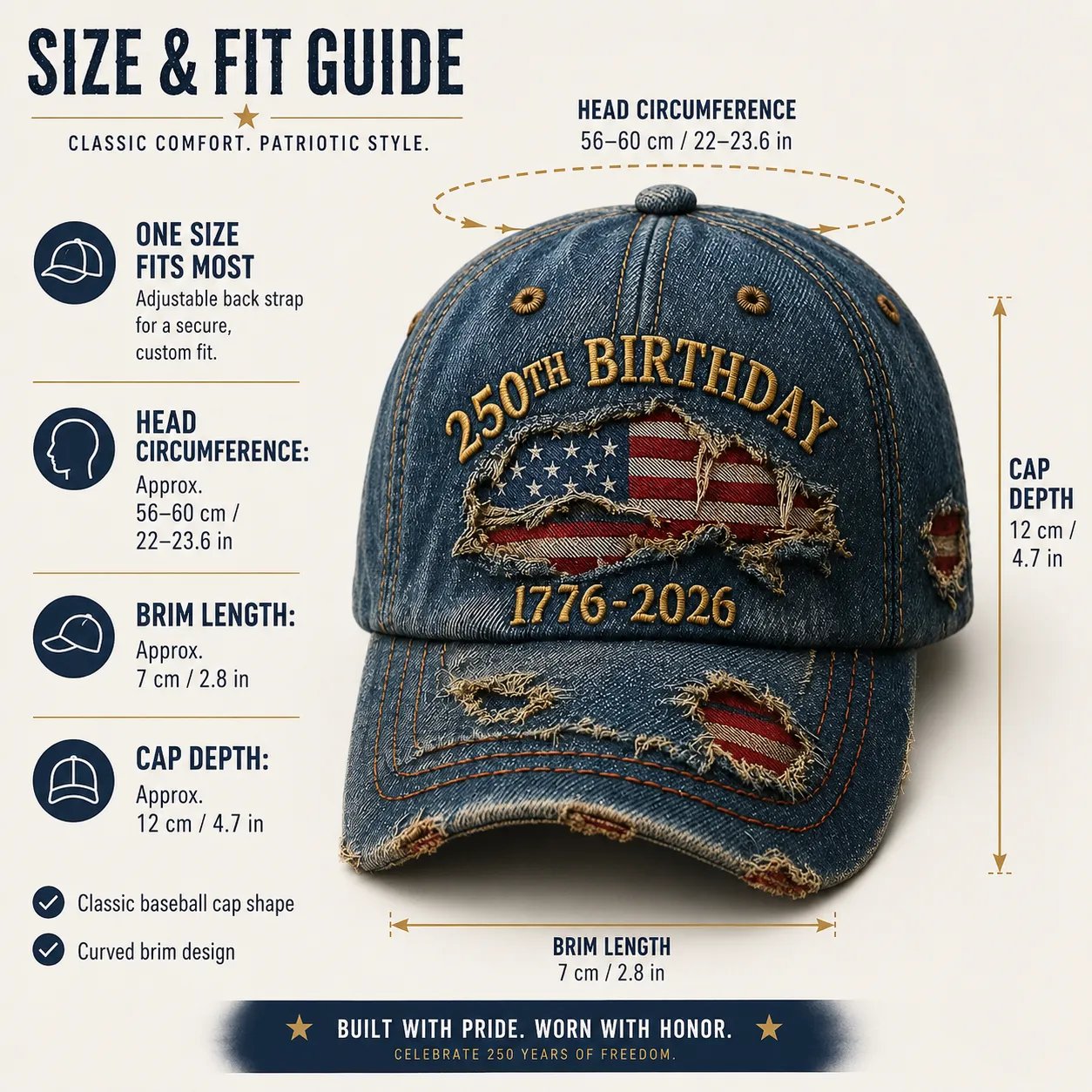 🧢🇺🇸 Handmade Veteran America 250th Anniversary Cap 🦅