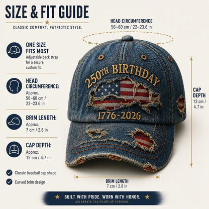 🧢🇺🇸 Handmade Veteran America 250th Anniversary Cap 🦅