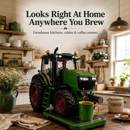 🚜 Coffee Machine Tractor – Handcrafted Farmhouse Countertop Brewer ☕