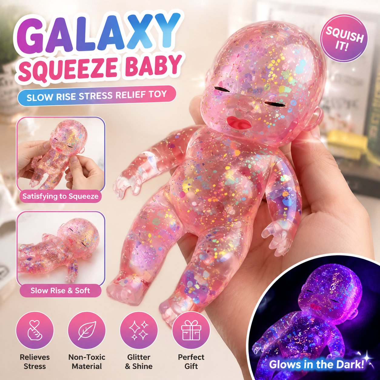 🔥 Jumbo Glitter Squishy – Soft & Stress-Relief!