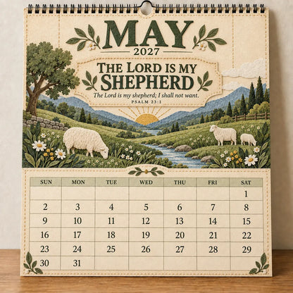 📖 2027 Psalms of Comfort & Strength Wall Calendar – 12-Month Scripture Art ✝️