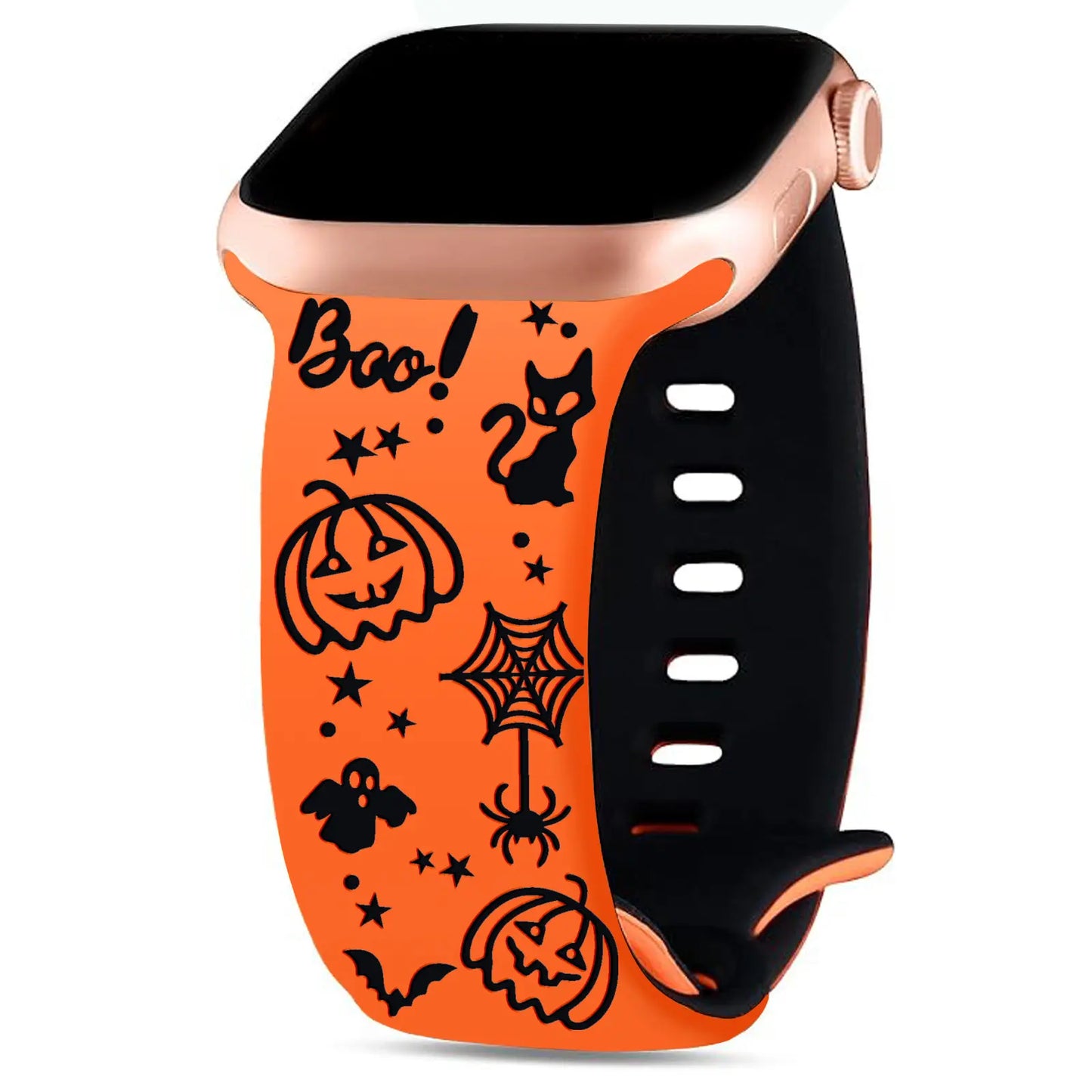 🎃 Halloween Engraved Silicone Watch Band with Butterfly Buckle 👻