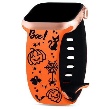 🎃 Halloween Engraved Silicone Watch Band with Butterfly Buckle 👻