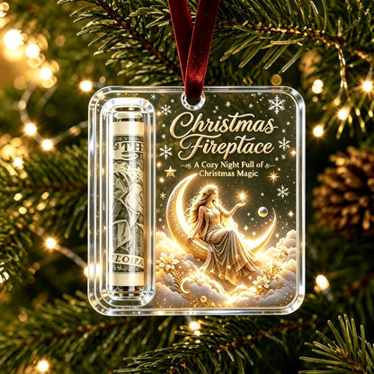🎄 Christmas Cash Holder Acrylic Ornament – Tree Hanging Money Gift Keepsake ✨