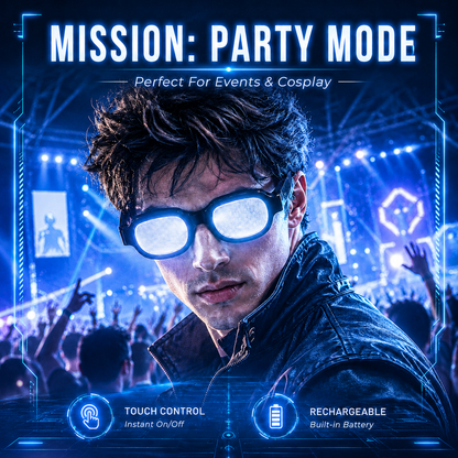 🕶️ Cyber Detective Touch LED Light Up Glasses Anime Cosplay Party Eyewear 🔍