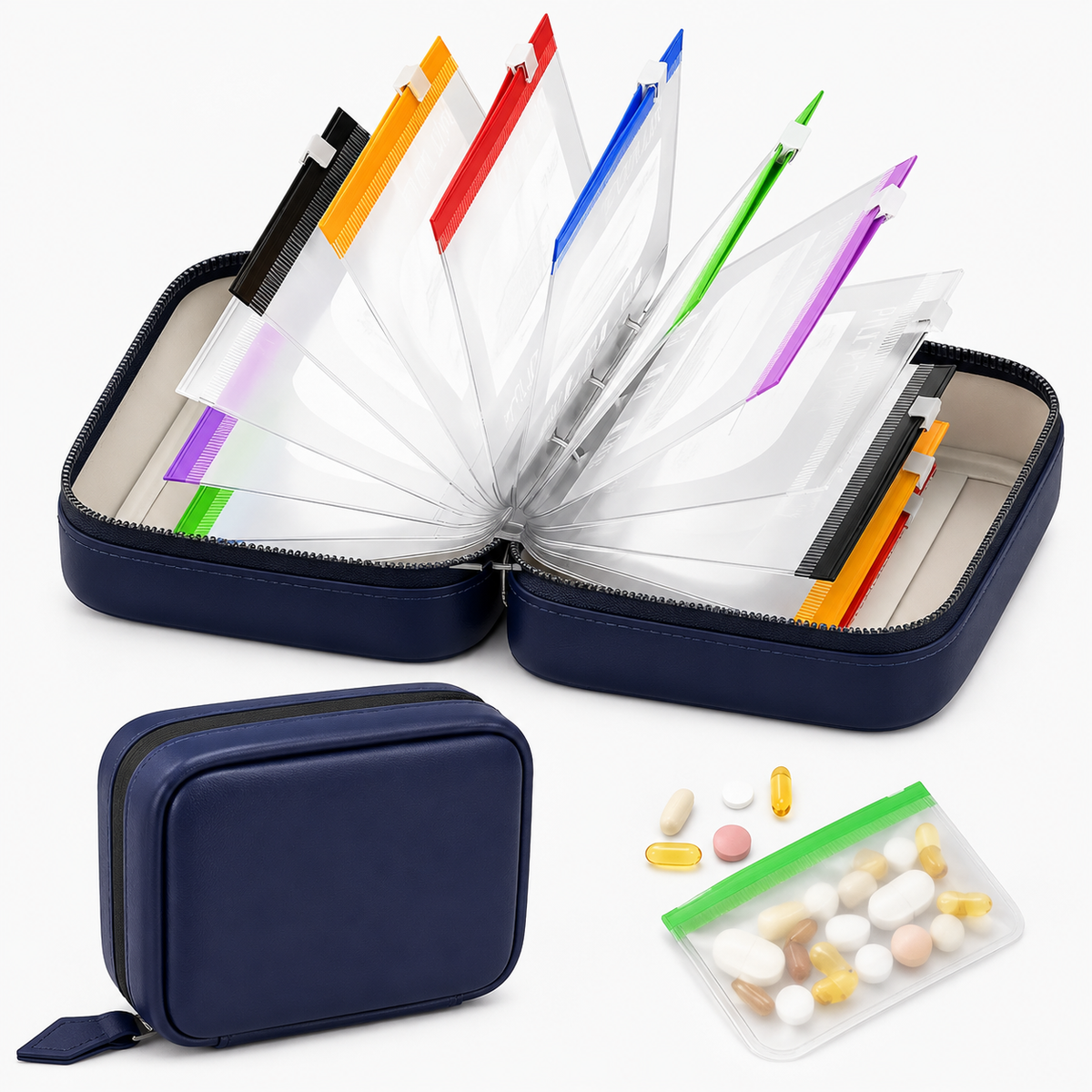 💊 14-Day Portable Pill Pouch Organizer Case with Color Zippers 💼