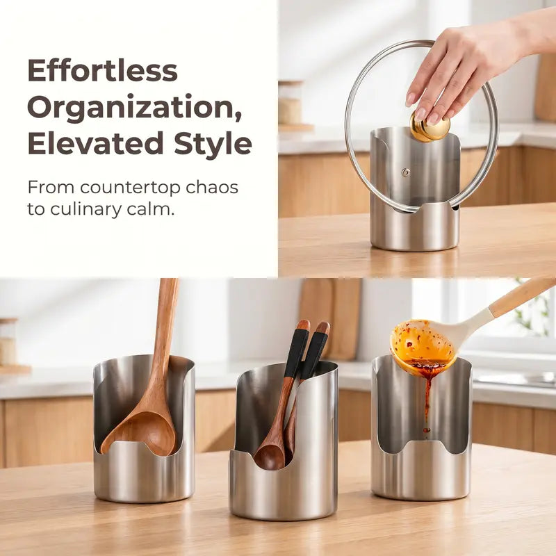 🍳 Stainless Steel Cutlery and Pot Lid Organizer