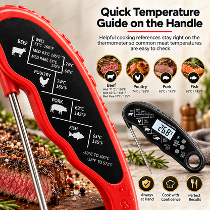 🌡️ Foldable Digital Food Thermometer - Fast Reading Instant Meat Thermometer ⚡