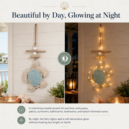 🐢✨ Glowing Sea Turtle Wall Art – Coastal Ocean Decor