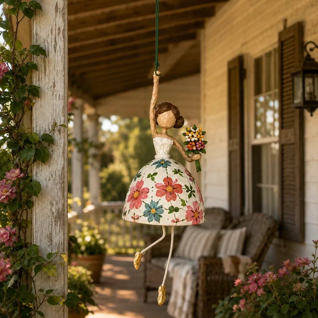 💃 Whimsical Dancing Lady Hanging Ornament – Charming Floral Home Decor 🌸