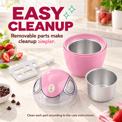 🍨 Portable Pink Mini Ice Cream Maker Cup - DIY Frozen Dessert 🍓