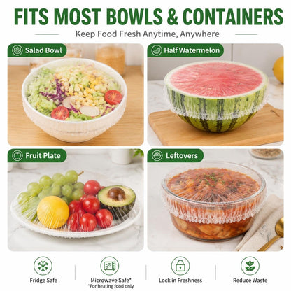200Pcs Elastic Bowl Covers for Food Storage & Bread Proofing