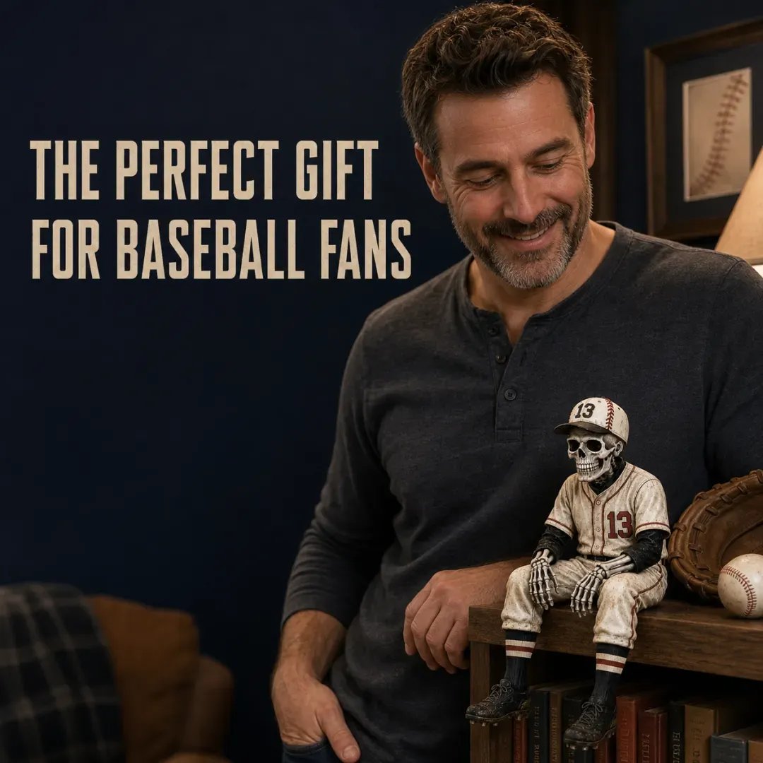 ⚾ Baseball Skeleton Shelf Sitter – Spooky Sports Decor Gift