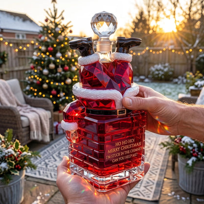 🎅 Santa Stuck in the Chimney Christmas Whiskey Bottle