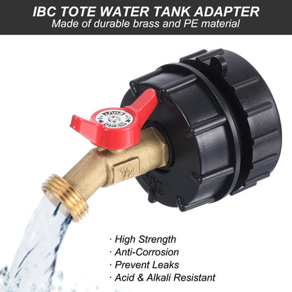 IBC Tote Adapter Kit with Brass Shut-Off Valve for Garden Hose