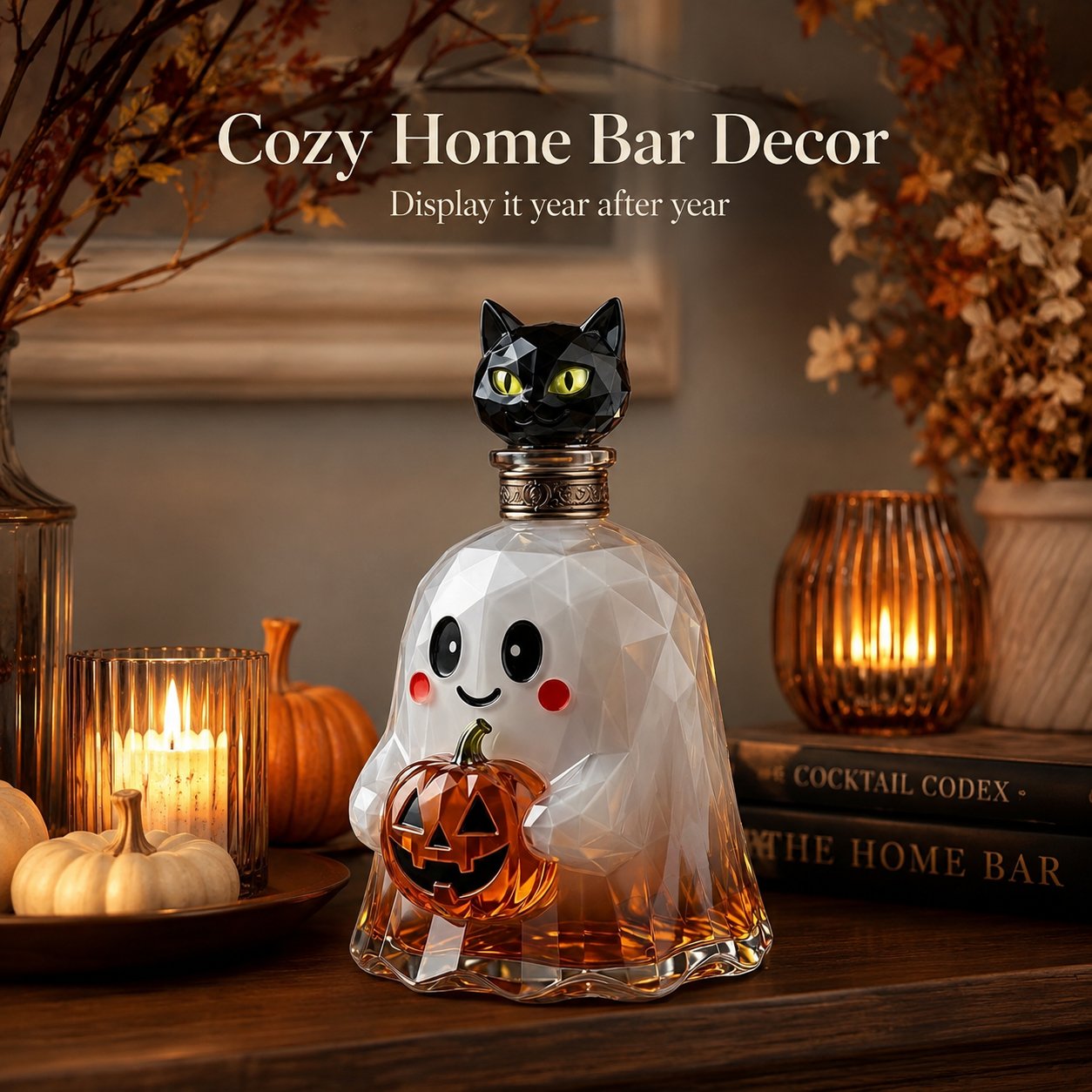 🔥HOT SALE🔥 Ghost Pumpkin Glass Decanter – 330ml Halloween Home Bar Bottle