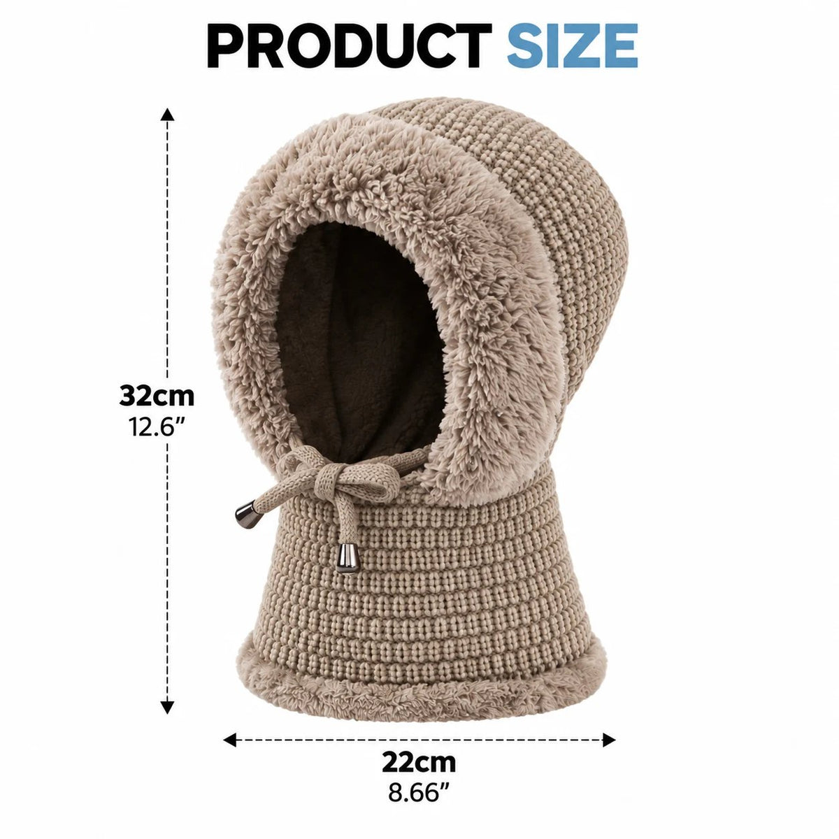 ❄️ 3-in-1 Winter Beanie – Plush Hat, Face Cover & Neck Warmer 🧣