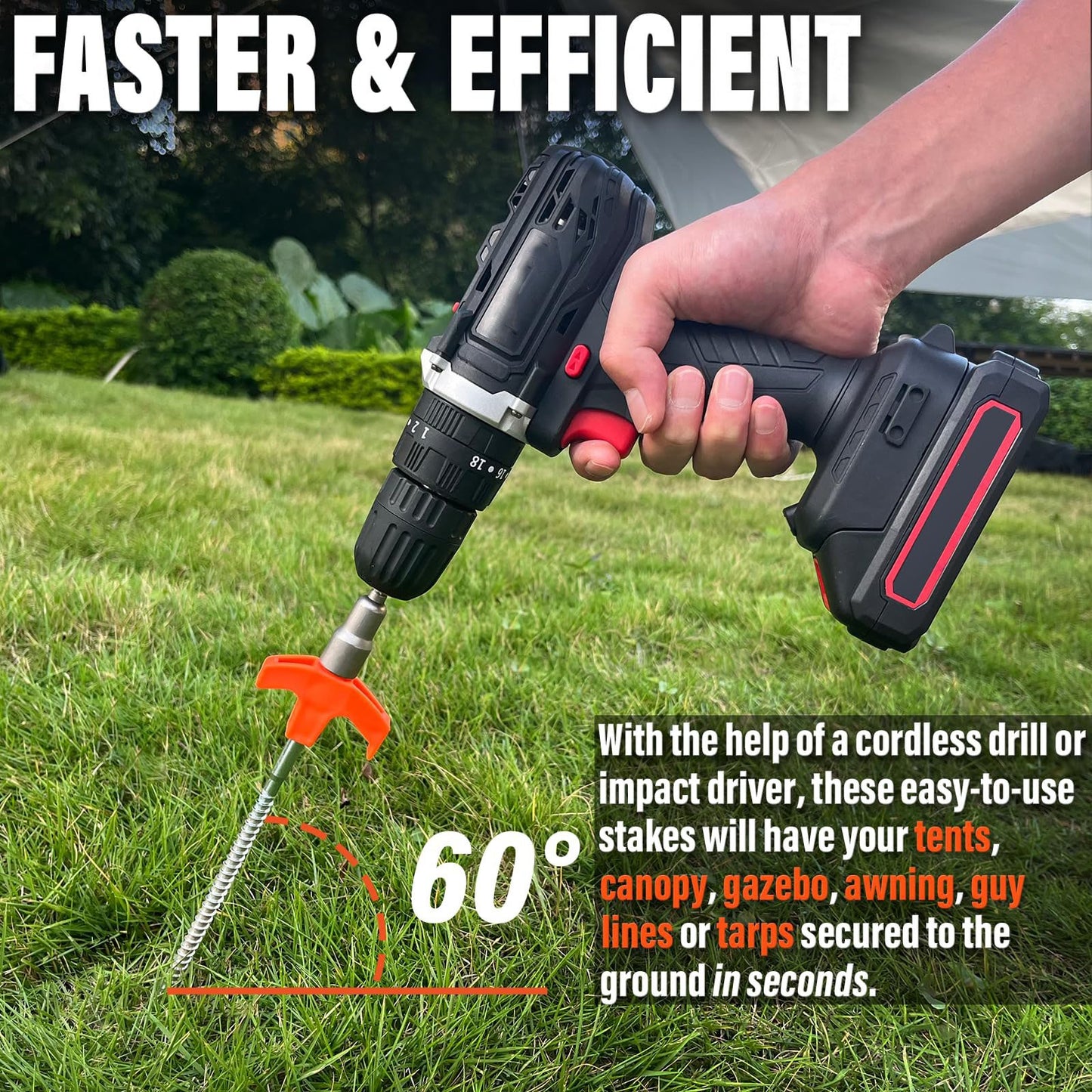 ⛺ Drillable Tent Stakes Set – Secure Tents, Canopies & Outdoor Gear Faster 🔩