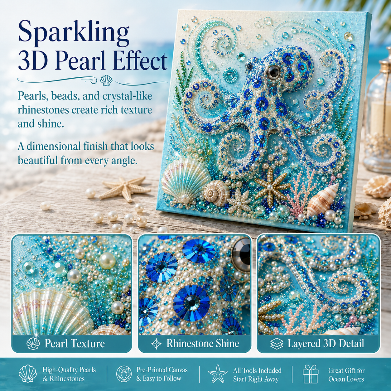 🔥Limited time 70% OFF - 🌊✨ Ocean Theme Pearl Art DIY Kit – Relaxing DIY Craft to Create Stunning Coastal Artwork (📦Buy 2 Free Shipping)