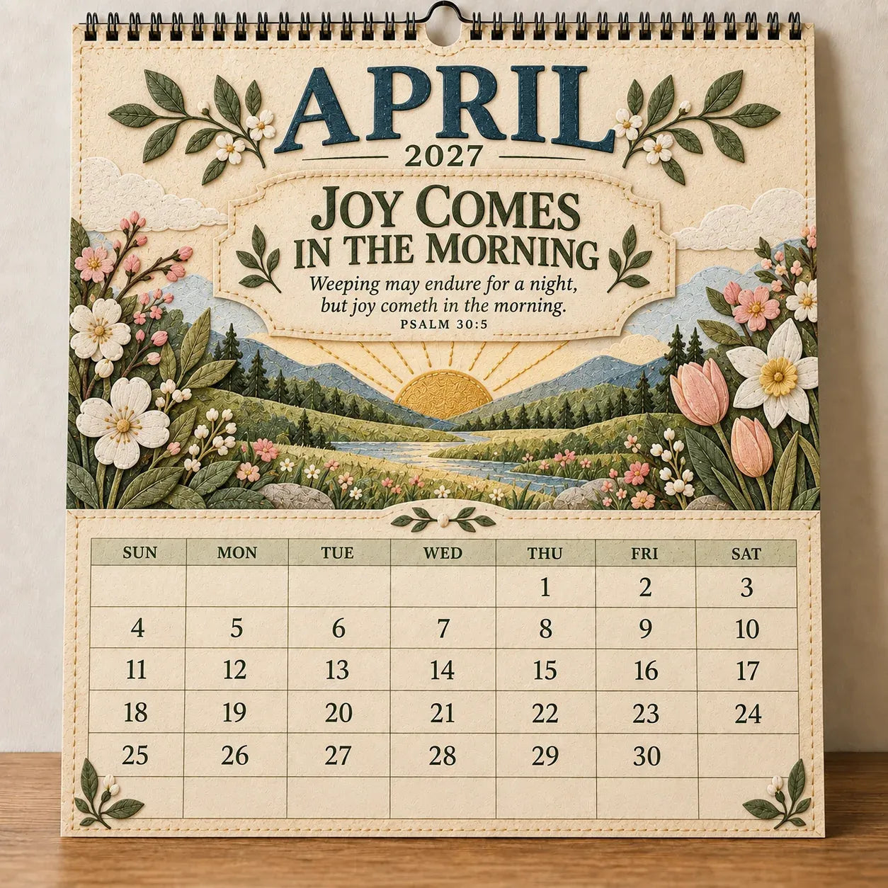 📖 2027 Psalms of Comfort & Strength Wall Calendar – 12-Month Scripture Art ✝️