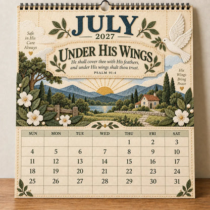 📖 2027 Psalms of Comfort & Strength Wall Calendar – 12-Month Scripture Art ✝️