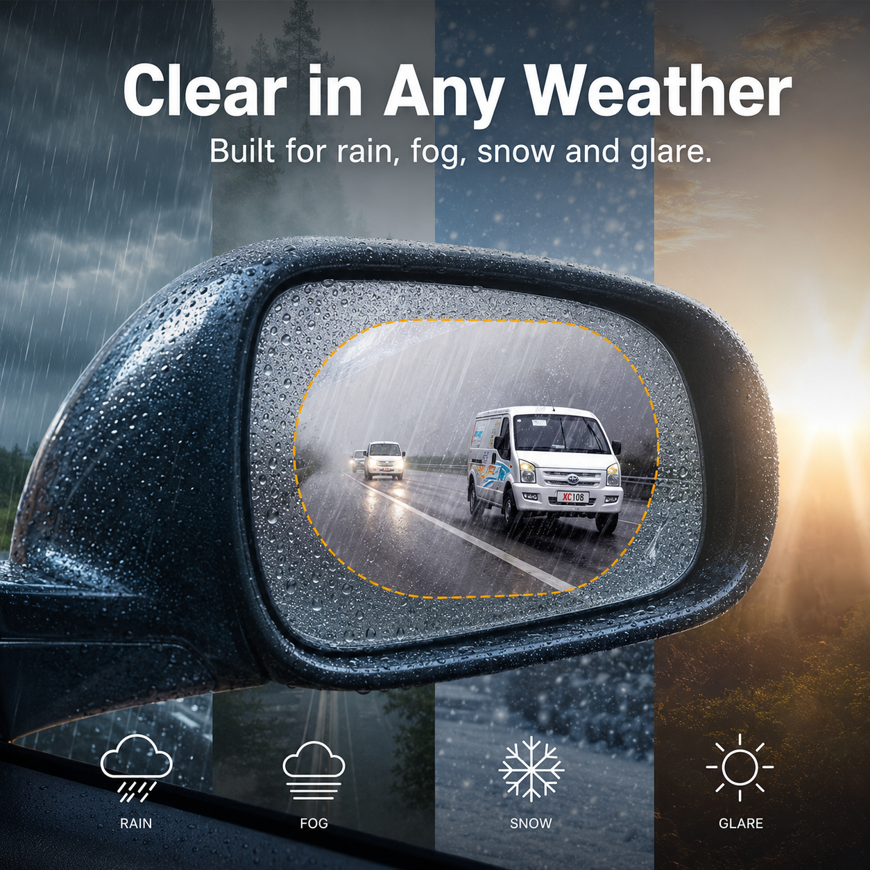 💧 Clear View Mirror Film – Rainproof & Anti-Fog