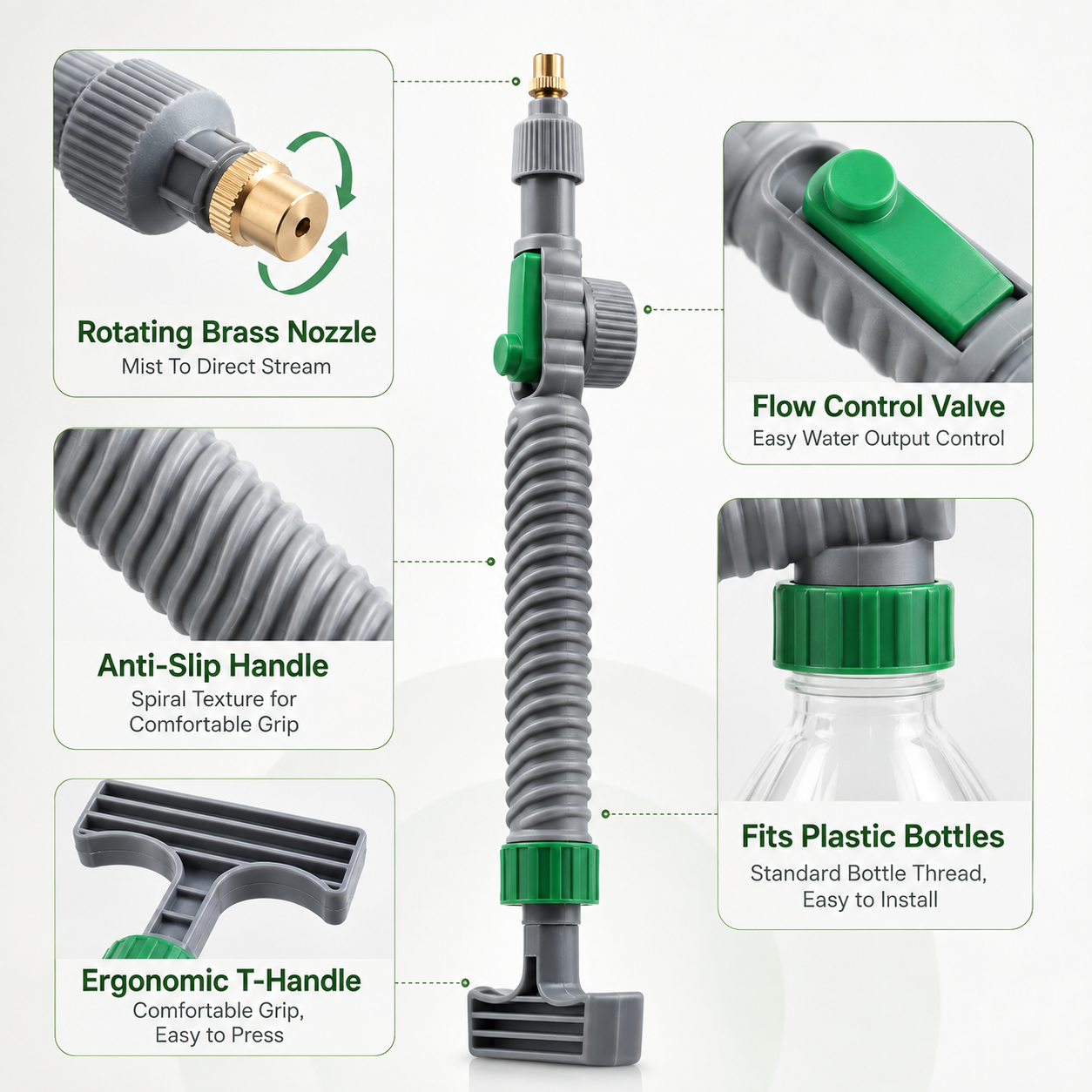 💦 Universal Pressure Bottle-Mount Sprayer Attachment with Brass Nozzle 🌱