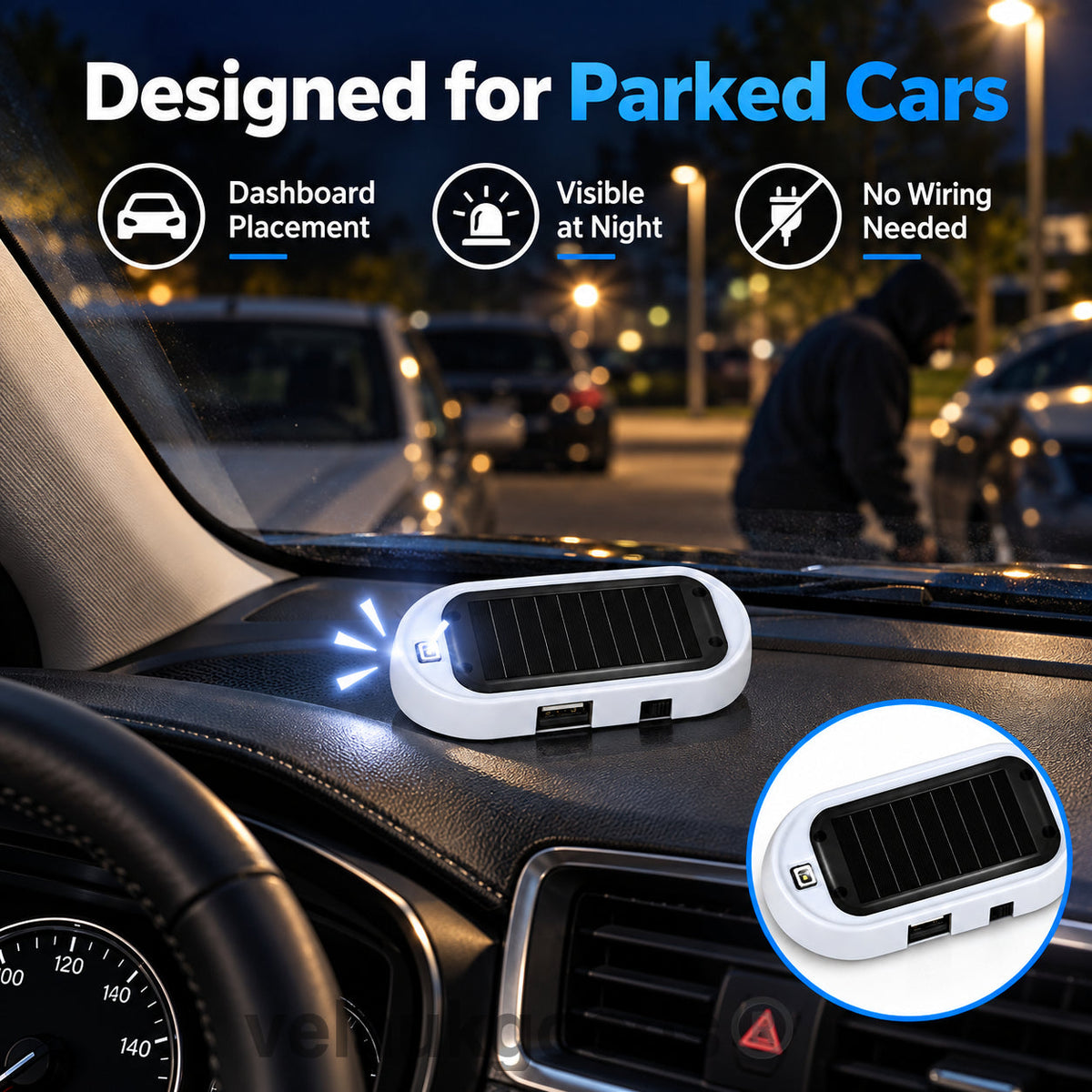 🚗 53% OFF Solar Car Security Warning Light – Wireless Flashing LED Deterrent