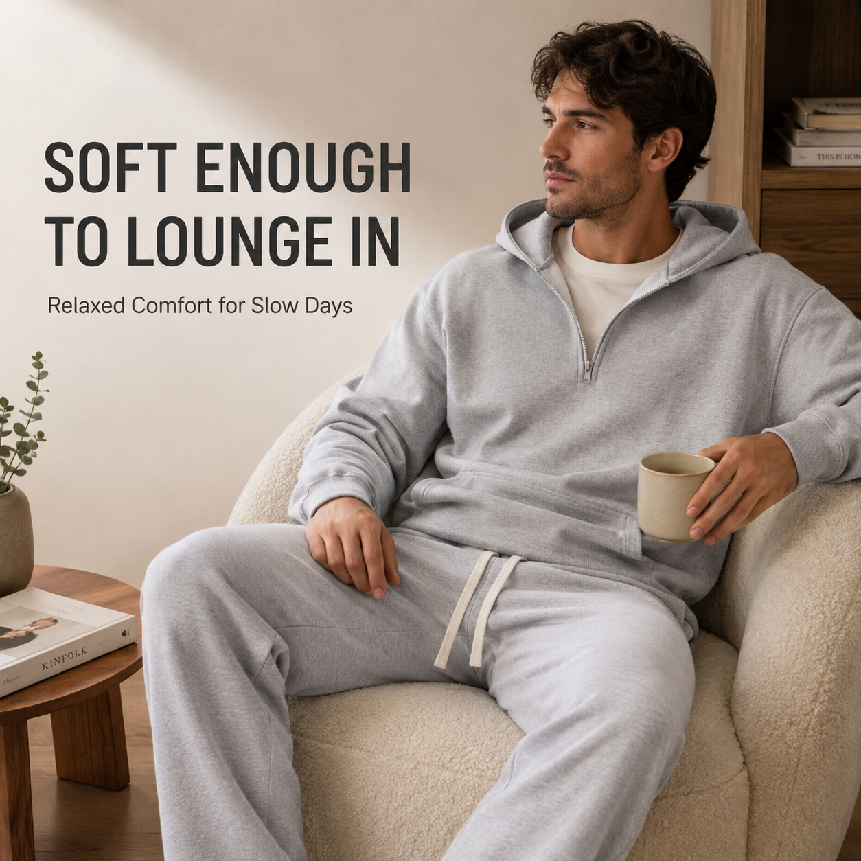 🧥 2-Piece Half-Zip Knit Hoodie & Straight-Leg Sweatpants Lounge Set 👖