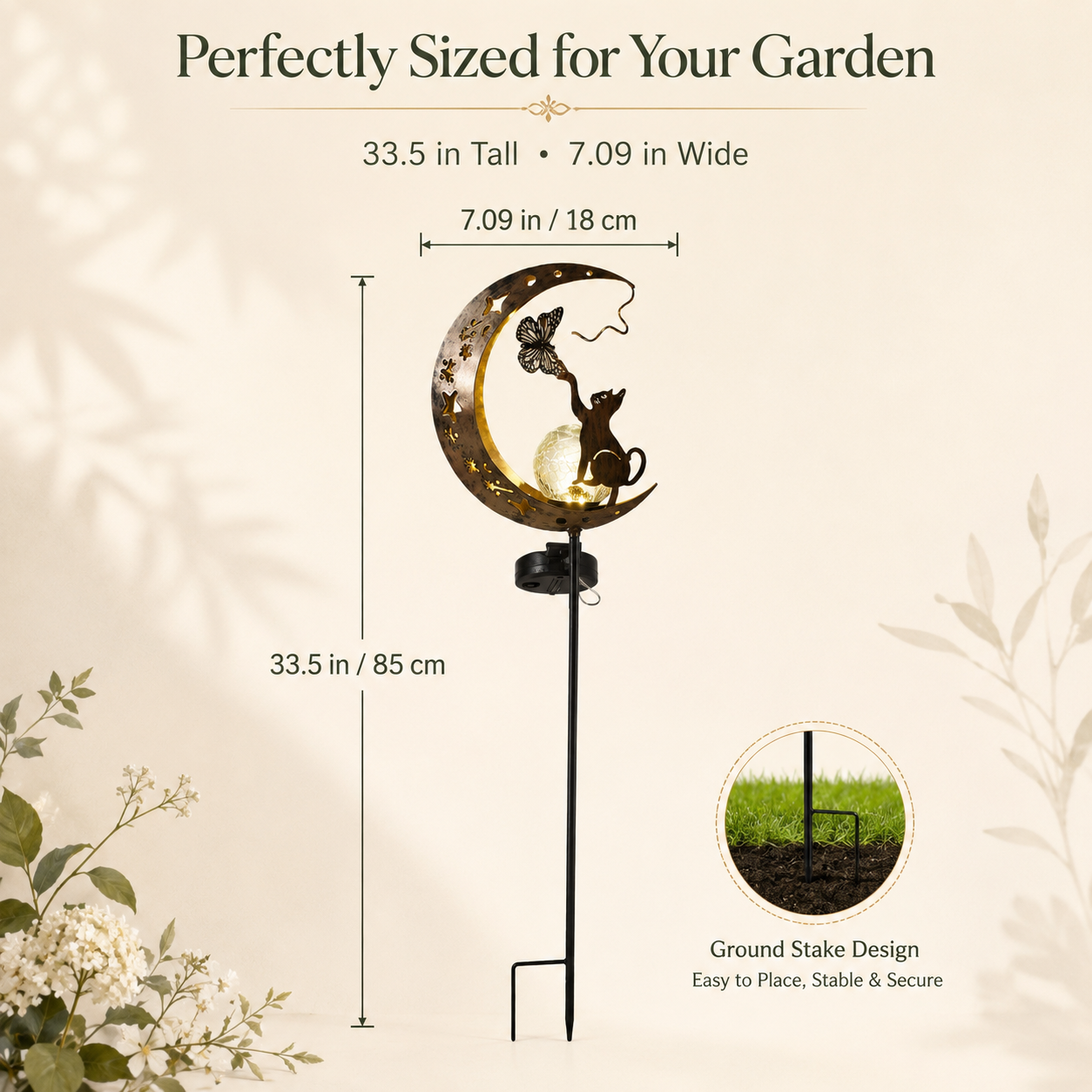 🔥 Buy 2, Get FREE SHIPPING 🚚 Solar Waterproof Cat & Moon Garden Stake Light 🐱✨