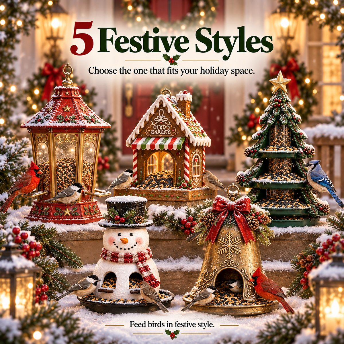 🐦 Festive Holiday Hanging Bird Feeder – All-Weather Winter Garden & Porch Decor 🌲