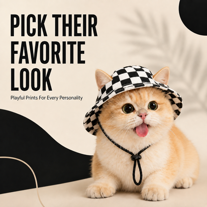 🐾 Adjustable Pet Bucket Sun Hat – Cute Outdoor Visor 👒