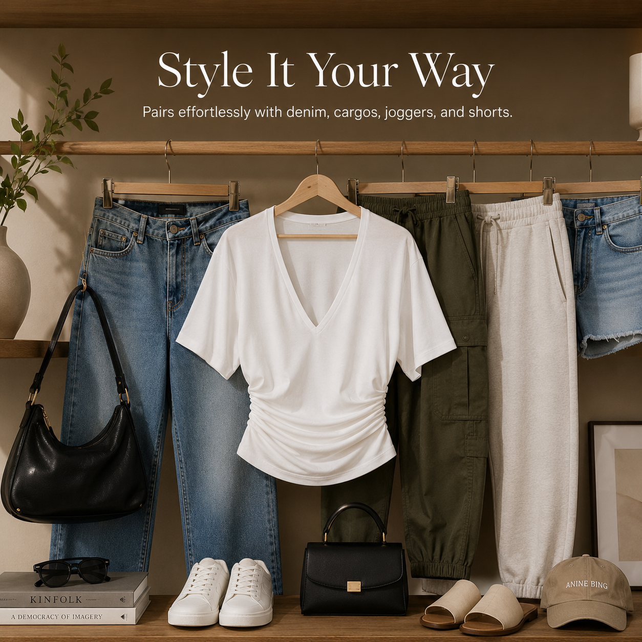 ✨ Effortless V-Neck Tee – Soft, Flattering & Chic for Every Outfit 🌸🛍️