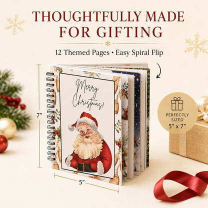 🎄 Spiral-Bound Christmas Gift Card Book with 12 Themed Pages 🎁