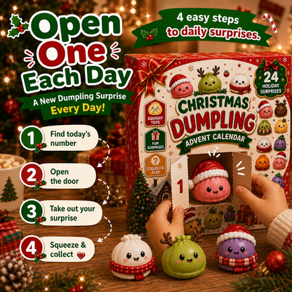 🥟 Christmas Dumpling Squishy Advent Calendar – 24 Days Holiday Toys 🎄