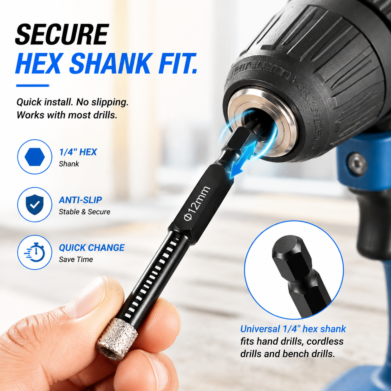 💎 6-Piece Vacuum-Brazed Diamond Drill Bit Set for Tile, Glass & Granite 🛠️