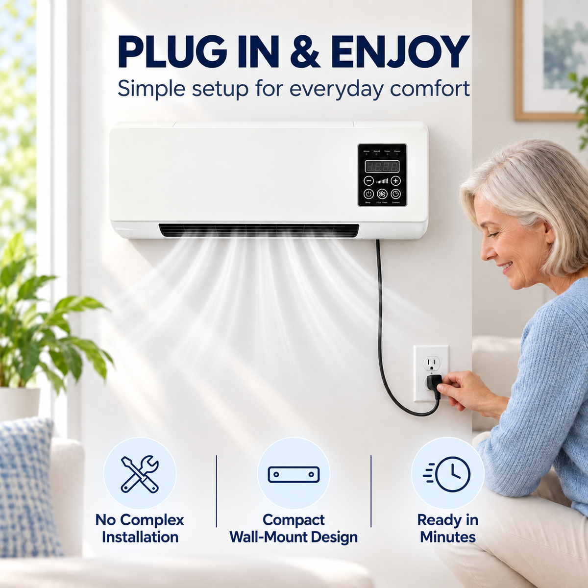 ❄️🔥 2-in-1 Wall-Mounted Cooling & Heaing Unit – Remote Control