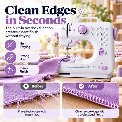 🧵 50% OFF! ✂️ Portable 12-Stitch Electric Household Sewing Machine with Overlock Hem & Speed Control 🧵